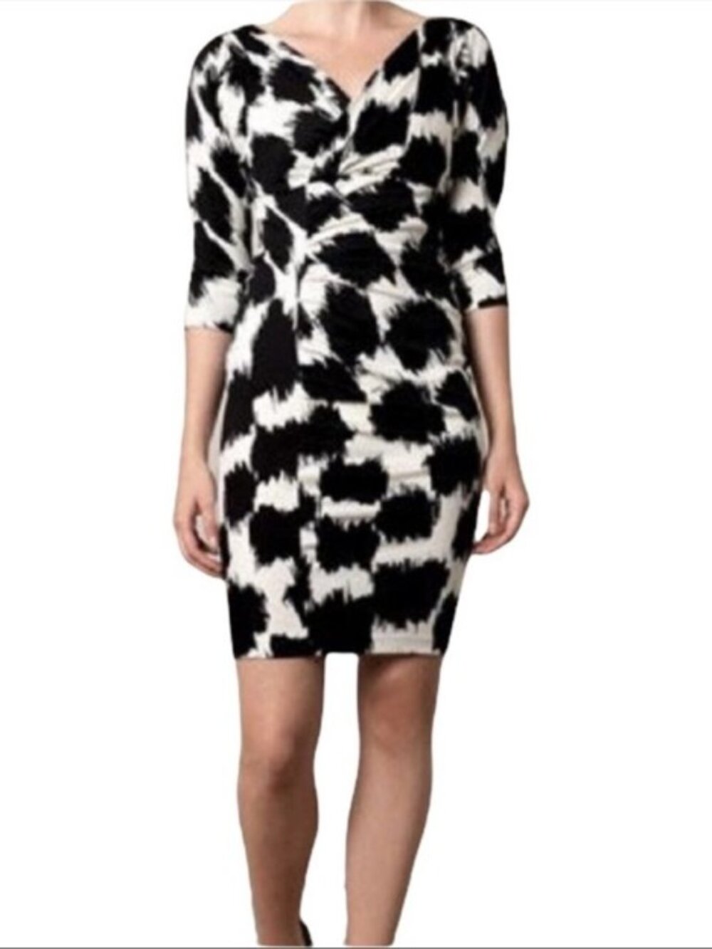 Diane von Furstenberg Basuto 100% Silk Animal Check Faux Wrap Dress